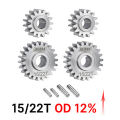 INJORA Stainless Steel Portal 15/22T Gears (Overdrive 12%) Set for 1/18 Redcat Ascent-18