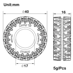 MEUS Racing 0.7-Inch Super Soft Tires for 1/30 Axial SCX30 1/32 Redcat Ascent-32