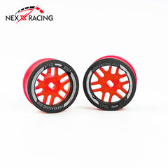 Nexx Racing “JUD” threaded carbon-fiber reinforced EVO AWD Flanged Front Wheels (2) pcs for Mini-Z (RED)