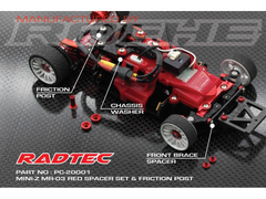 Reflex Racing PC-20001K Radtec Mini-Z MR-03 Spacer Set & Friction Post (Black)