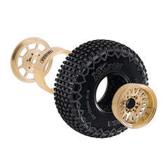 INJORA 1.0 XHX Pin Tires with 1.0 Plus Brass Beadlock Wheels Combo for 1/18 1/24 RC Crawlers