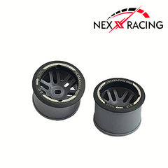 Nexx Racing “JUD” threaded carbon-fiber reinforced EVO AWD Flanged Rear Wheels (2) pcs for Mini-Z (GREEN)