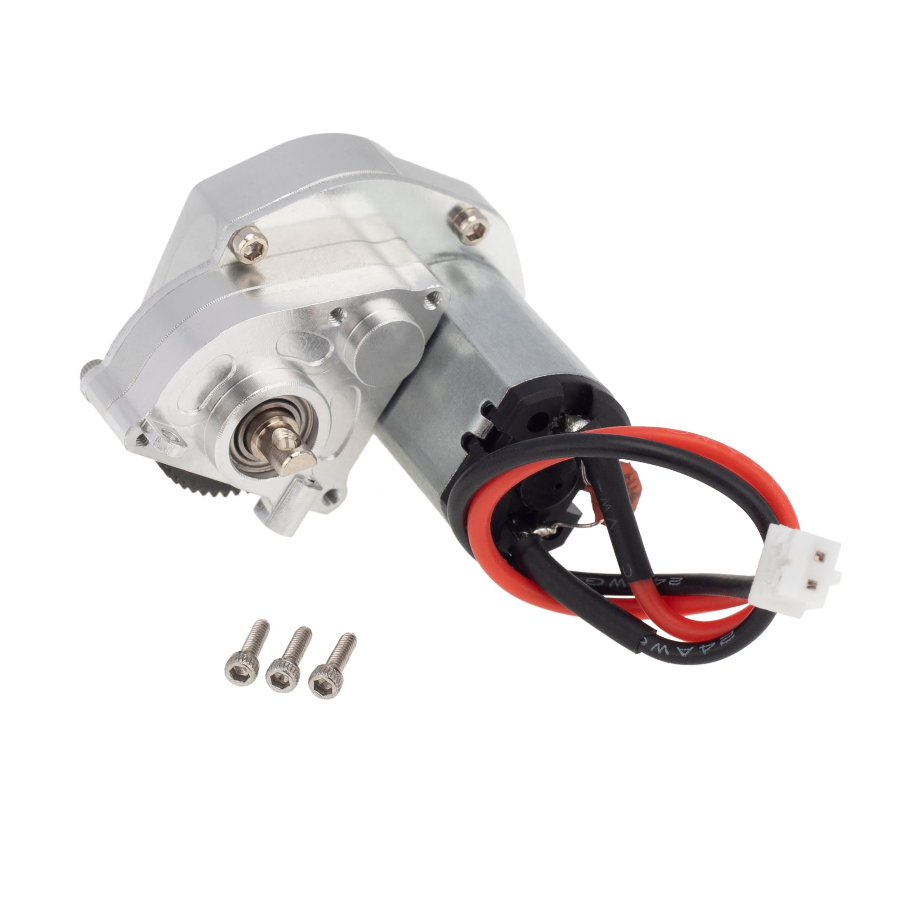 MEUS Racing Aluminum Gearbox With Skid Plate 050 Motor For SCX24 Deadbolt ,B17 ,C10 JLU,Ford Bronco ,Jeep Gladiator - SILVER - HeliDirect