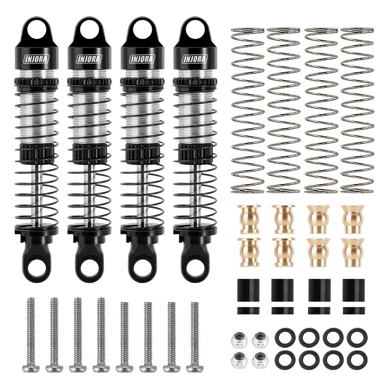 INJORA 53mm Threaded Oil Shocks For 1/18 Redcat Ascent18 - BLACK - HeliDirect