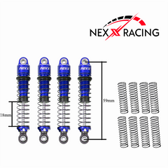 Nexx Racing 59mm Long Oil Shocks (4pcs) for Redcat MT-18 - Blue