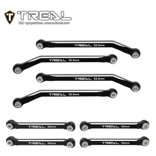TREAL AX24 High Clearance Links (8P) CNC Machined Aluminum 7075 Compatible with Axial 1/24 AX24 XC-1 (BLACK) - HeliDirect