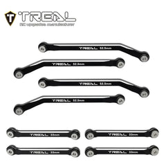TREAL AX24 High Clearance Links (8P) CNC Machined Aluminum 7075 Compatible with Axial 1/24 AX24 XC-1 (BLACK) - HeliDirect