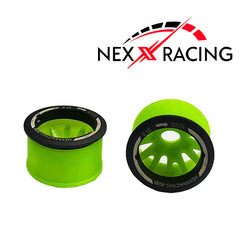 Nexx Racing “JUD” threaded carbon-fiber reinforced EVO Flanged Front Wheels (2) pcs for Mini-Z (GREEN)