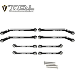 TREAL AX24 High Clearance Links (8P) CNC Machined Aluminum 7075 Compatible with Axial 1/24 AX24 XC-1 (BLACK) - HeliDirect