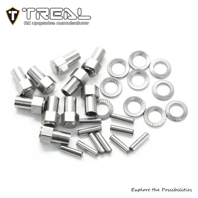 TREAL Hardware for TRX4M Brass Extended Wheel Hubs (10P-Set) - HeliDirect