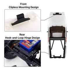 INJORA IR60 Pickup Hard Body with Bed Rack for 1/18 TRX4M Defender Bronco - Pearl White