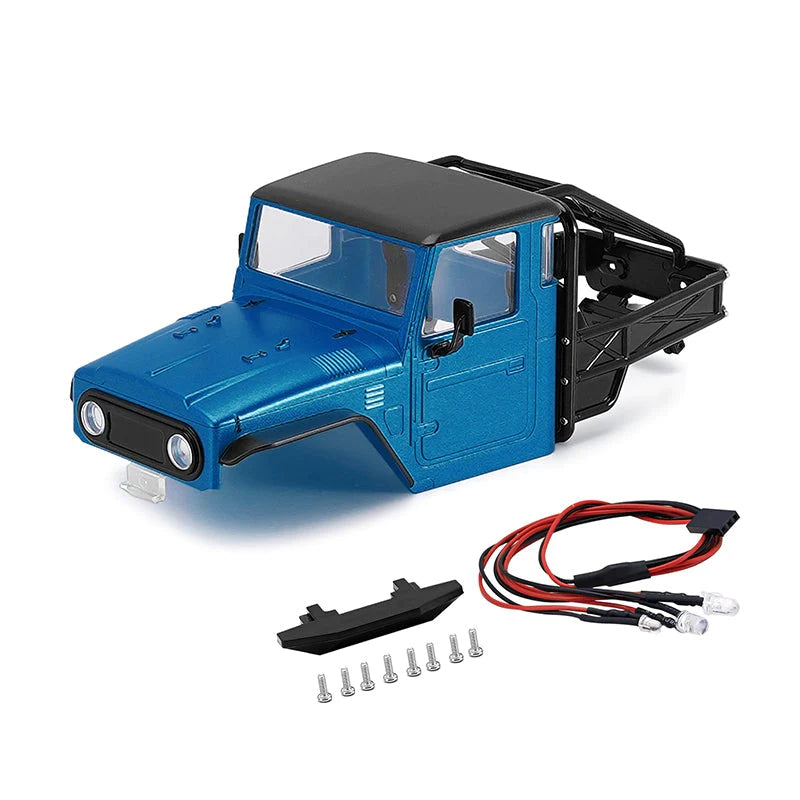 INJORA IR40 Half Truck Hard Plastic Body With Cage For 1/18 TRX4M Defender Bronco - BLUE - HeliDirect