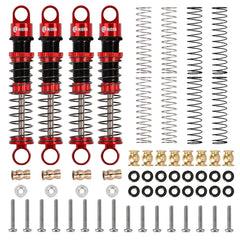 INJORA 45mm Aluminum Threaded Oil Shock Absorbers for 1/24 FMS FCX24 (4pcs) - RED - HeliDirect