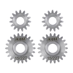 INJORA Stainless Steel Portal 15/22T Gears (Overdrive 12%) Set for 1/18 Redcat Ascent-18