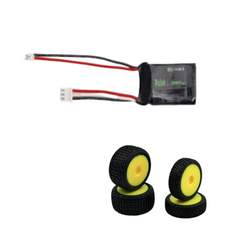 COMBO PULSE 350mah 2S 7.4V 30C LiPo Battery - PH2.0 Connector - HobbyPlus Premounted Front / Rear Tires (Yellow) - Speck B