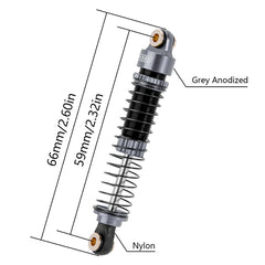 INJORA 59mm Long Threaded Oil Filled Shocks for 1/18 TRX4M (2pcs) - GREY - HeliDirect