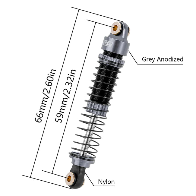 INJORA 59mm Long Fileté Amortisseur d'Huile pour TRX4M 1/18 RC Crawler