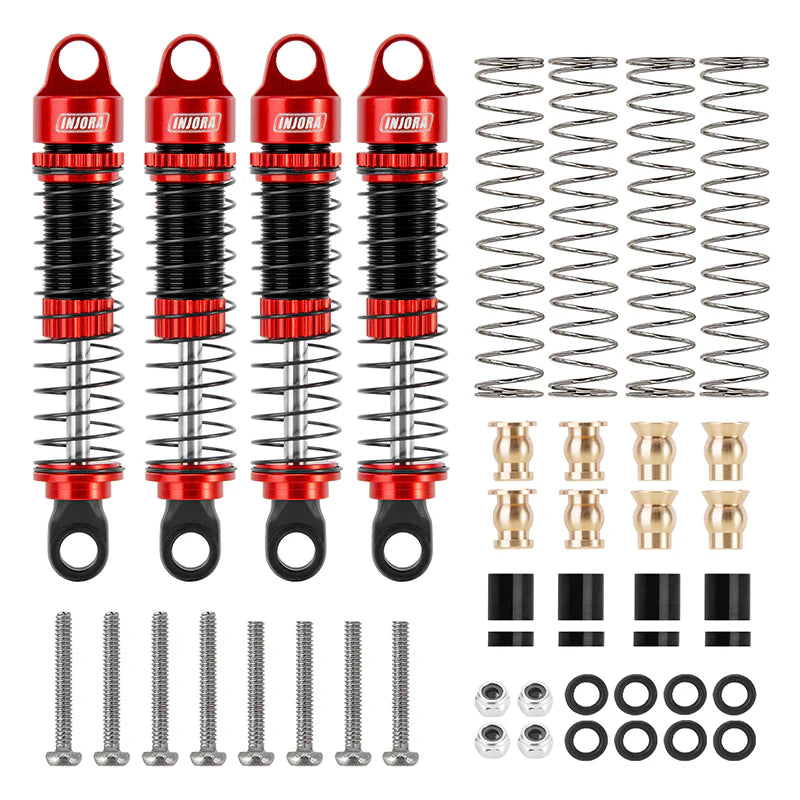 INJORA 53mm Threaded Oil Shocks For 1/18 Redcat Ascent18 - RED - HeliDirect