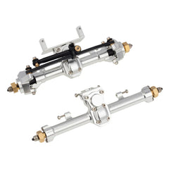 MEUS Racing CNC Aluminum Front and Rear Axle for SCX24 90081 C10 & SCX24 90081 C10 Jeep (Silver)