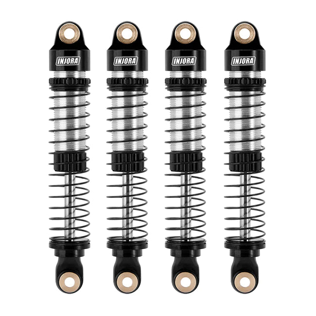INJORA 59mm Long Threaded Oil Filled Shocks for 1/18 TRX4M (4pcs) - BLACK - HeliDirect