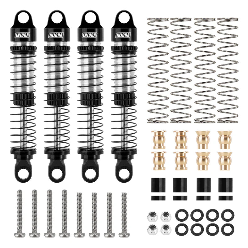 INJORA 59mm Long Threaded Oil Shocks For 1/18 Redcat Ascent18 - BLACK - HeliDirect