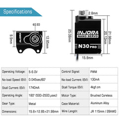 INJORA High Torque N30 PRO NANO Servo with Servo Saver for 1/30 SCX30