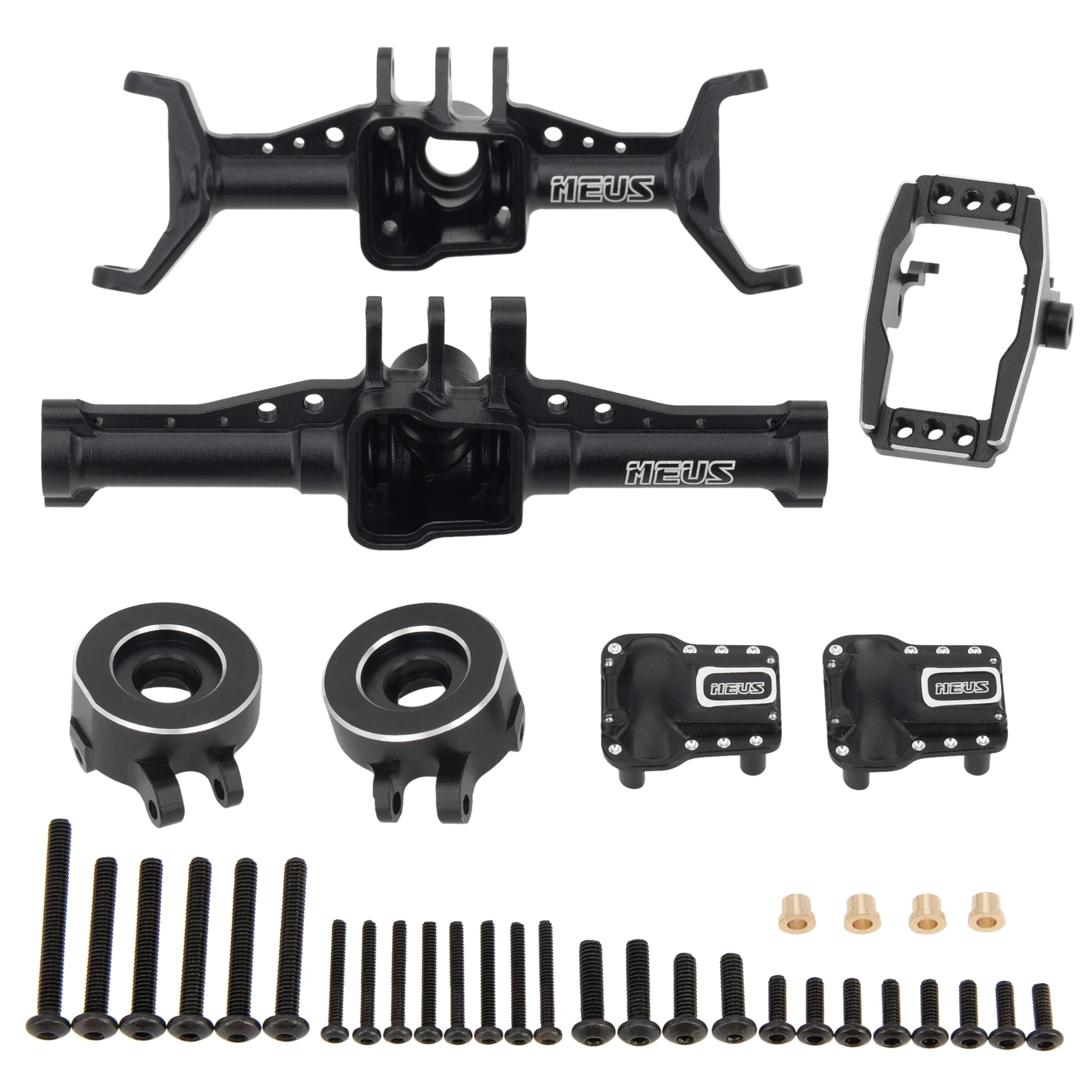 MEUS RACING Aluminum Front Rear Axle Housing for 1/18 TRX4M TRX-4M Bronco Defender RC Crawler Upgrade Parts - BLACK - HeliDirect