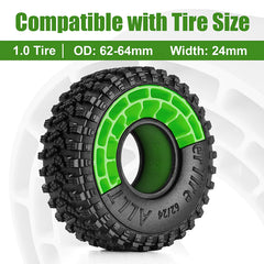 INJORA 4pcs Silicone Rubber Inserts For 62-64mm*24mm 1.0" Tires - GREEN-SOFT - HeliDirect