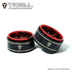 TREAL 1.0 Beadlock Wheels Deep Dish Rims (4P) for SCX24 AX24 FCX24 TRX4M 1/24 1/18 Crawler Car-Type F - BLACK & RED - HeliDirect