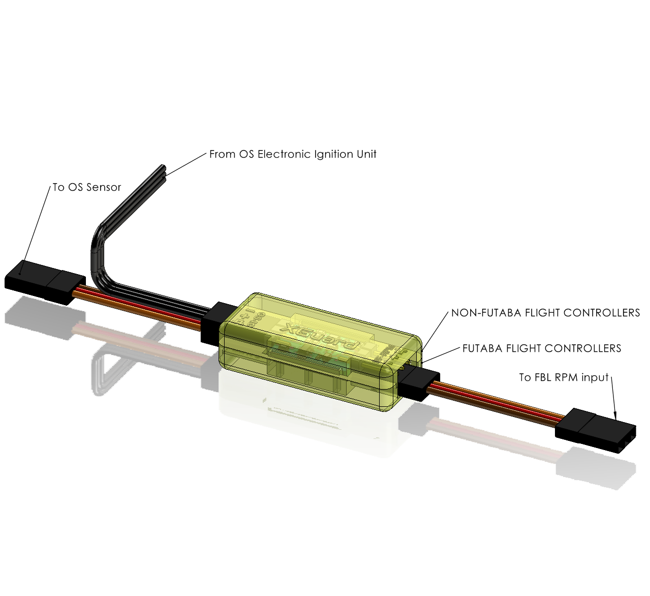 XGuard RPM Sensor for OS Max Gasser Ignition Systems w/ Power Buffer and ESD Protector - HeliDirect