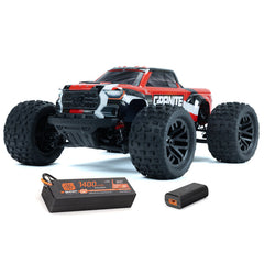 ARRMA 1/18 GRANITE GROM MEGA 380 Brushed 4X4 Monster Truck RTR with Battery & Charger - RED - HeliDirect