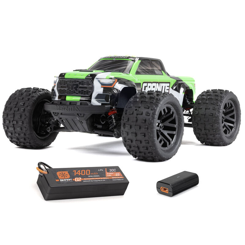 ARRMA 1/18 GRANITE GROM MEGA 380 Brushed 4X4 Monster Truck RTR with Battery & Charger - GREEN - HeliDirect