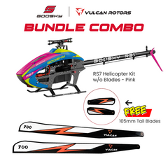 Goosky Legend RS7 Helicopter Kit w/o Blades (Pink) Combo With Vulcan 700mm EVO Main Blades & 105mm Tail Blades