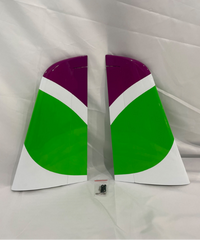 Boomerang Atom Stabs with hatches, control horns, pushrods and linkages - Green White Purple