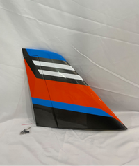 Boomerang Atom Vertical Fin with hatch, control horn, pushrod and linkages - Orange Blue