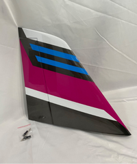 Boomerang Atom Vertical Fin with hatch, control horn, pushrod and linkages - Pink Blue