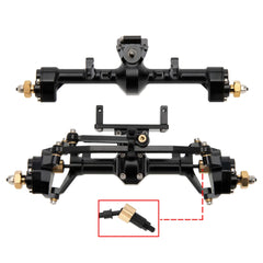 MEUS RACING 1/24 Scale Aluminum Alloy Axles Front and Rear Portal Axle Housing Assembly w/New C Knuckle for Axial SCX24 90081 C10 Jeep Upgrade Parts - BLACK