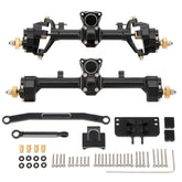 MEUS RACING 1/24 Scale Aluminum Alloy Axles Front and Rear Portal Axle Housing Assembly w/New C Knuckle for Axial SCX24 90081 C10 Jeep Upgrade Parts - BLACK