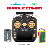 RadioMaster Ultimate Radio Bundle – TX16S MK3 MAX (Gold), Nexus-X Flight Controller (Grey) & Pulse 6000mAh 2S 7.4V LiPo Transmitter Battery