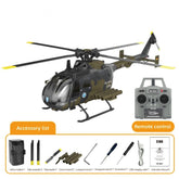 RC ERA C180 BO105 150-size (1:26) Gyro Stabilized Scale Helicopter - RTF w/ Optical Flow+TOF Sensors & One-key Inverted Flight (Military)
