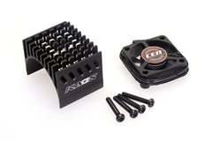 CNC Aluminum Motor Heatsink With Cooling Fan (Black)