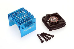CNC Aluminum Motor Heatsink With Cooling Fan (Blue)