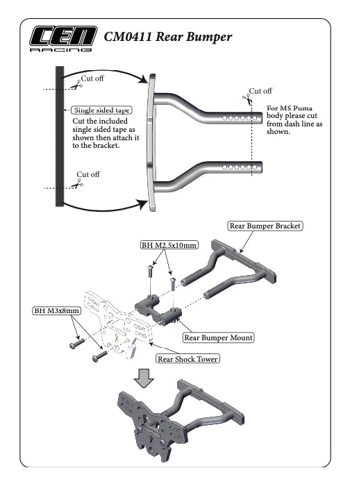 CM0411 Rear Bumper Support For Puma Rally 1 - HeliDirect