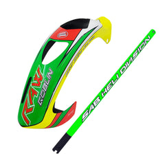 Fusuno Canopy Goblin Raw 420 Competition Red/Yellow/Green with SAB Goblin RAW 420 Tail Boom Matte Green 20mm
