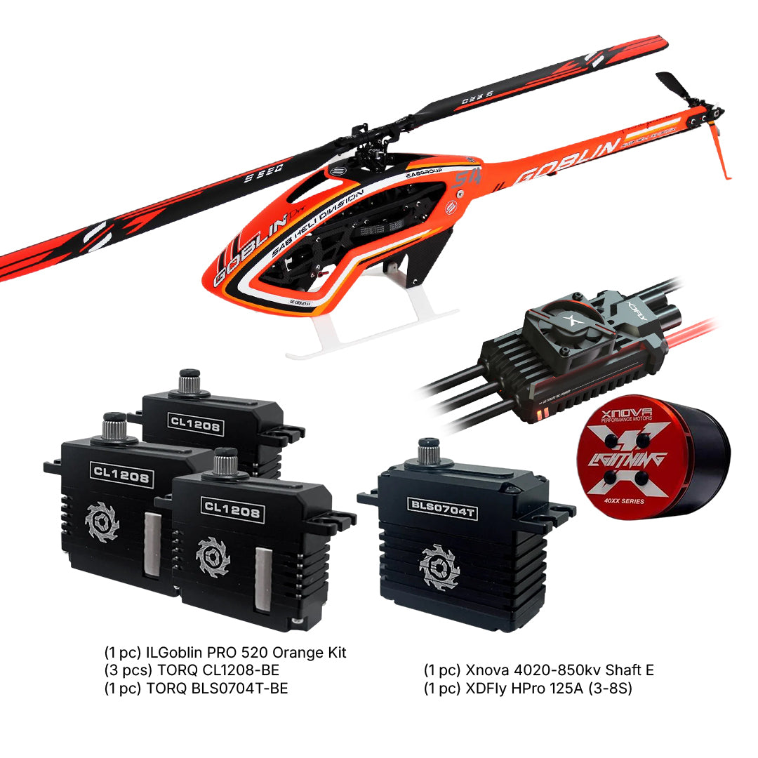 SAB ILGoblin PRO 520 Orange w/ Main and Tail Blades Combo Motor