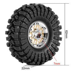 INJORA 1.0" 62*22mm Offset -4.4mm Beadlock Wheels Tires Set for 1/18 1/24 RC Crawlers