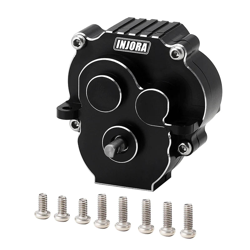 INJORA CNC Aluminum Complete Transmission For 1/18 TRX4M - BLACK - HeliDirect