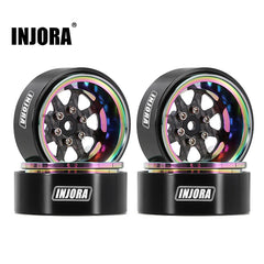 INJORA 1.3" ModuWheel Rainbow Beadlock Wheels Negative Offset For 1/18 1/24 RC Crawlers - 8 SPOKE