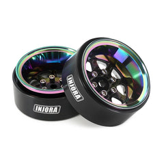 INJORA 1.3" ModuWheel Rainbow Beadlock Wheels Negative Offset For 1/18 1/24 RC Crawlers - 8 SPOKE