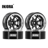 INJORA 1.3" ModuWheel Silver Beadlock Wheels Negative Offset For 1/18 1/24 RC Crawlers - 8 SPOKE SILVER WHEELS